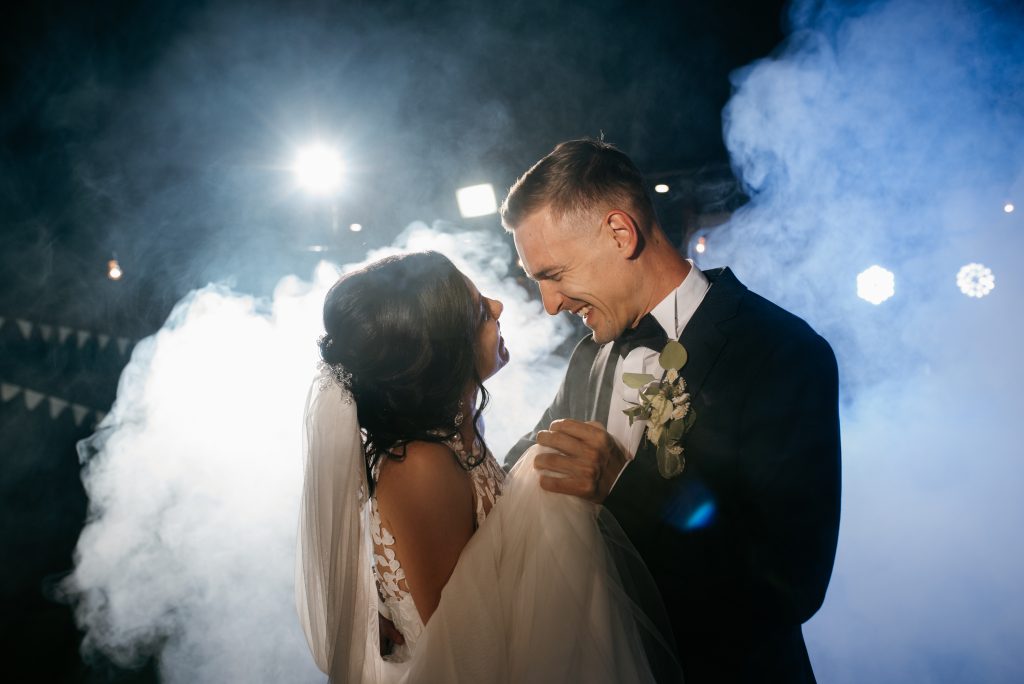 first dance of the bride and groom inside a restaurant Wedding DJ Lincolnshire